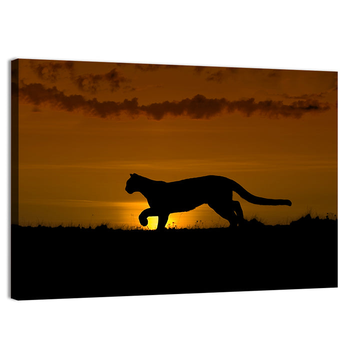 Cougar Silhouette at Sunset Wall Art as a canvas print