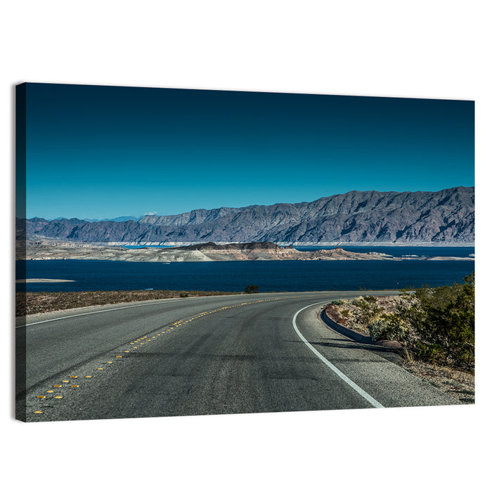 Lake Mead Curved Road Wall Art as a canvas print