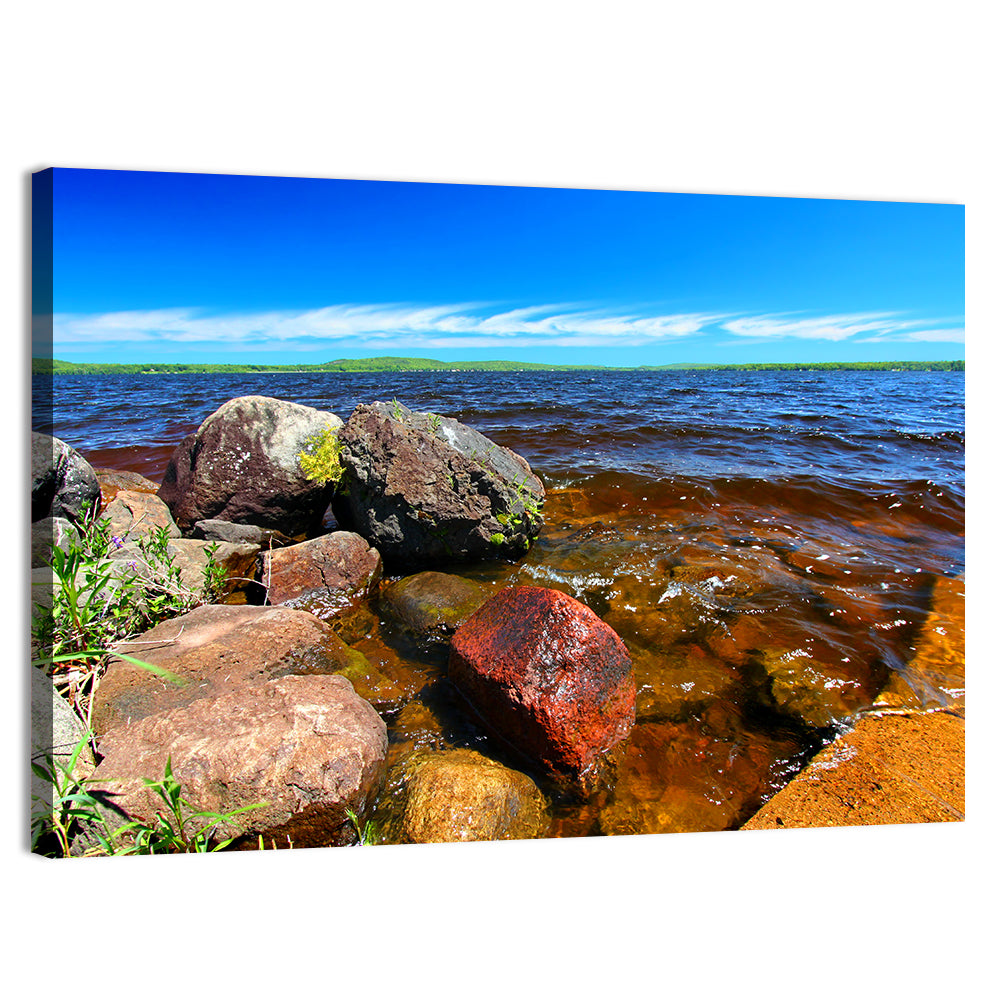 Lake Gogebic Rocky Shoreline Wall Art, canvas print, landscape