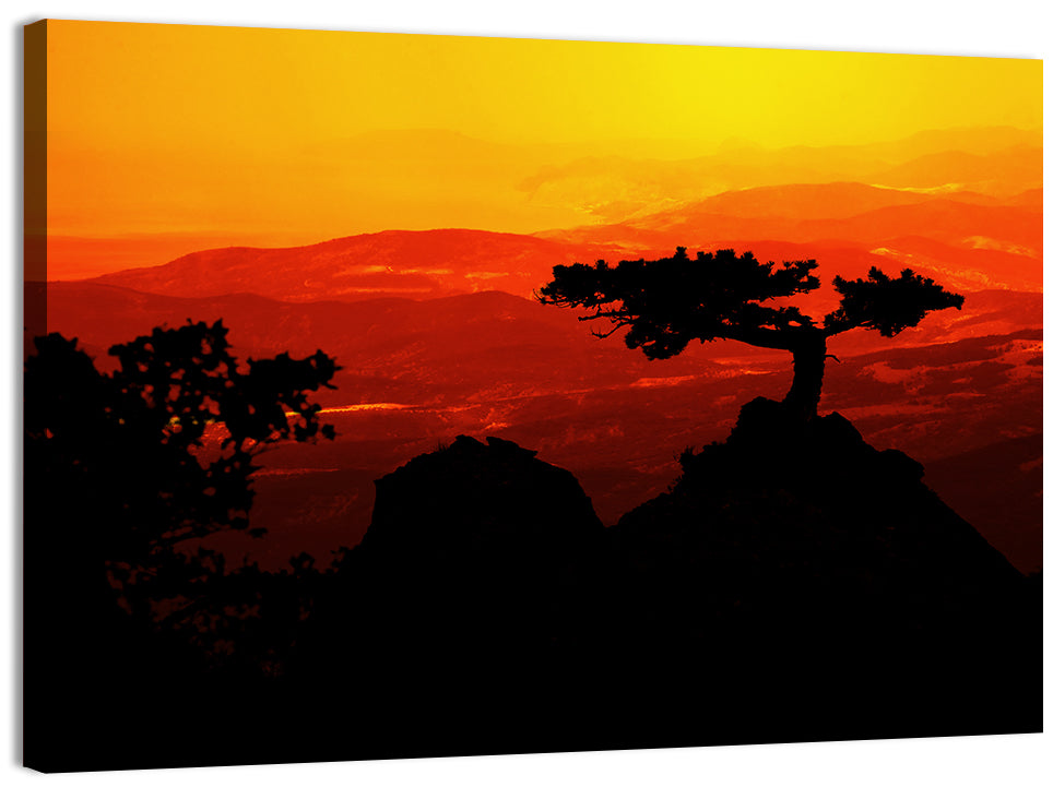 African Sunset Landscape Wall Art