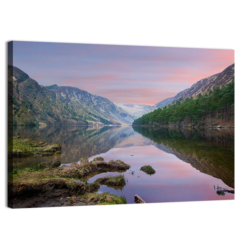 Glendalough Upper Lake at Dusk Wall Art, canvas print, landscape