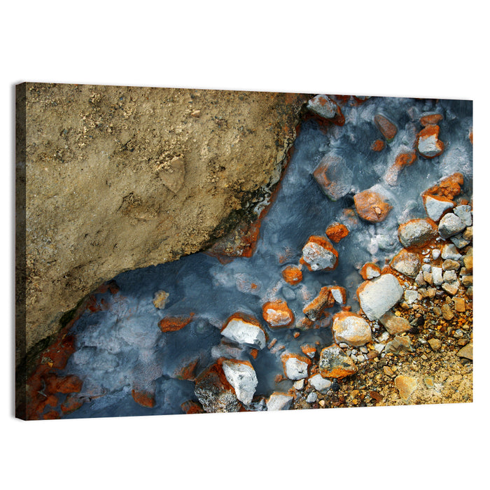 Milky Blue Geothermal Creek Wall Art as a canvas print