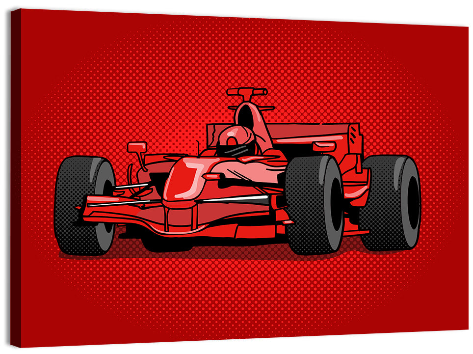 Formula One Race Car Illustration Wall Art, canvas print, landscape