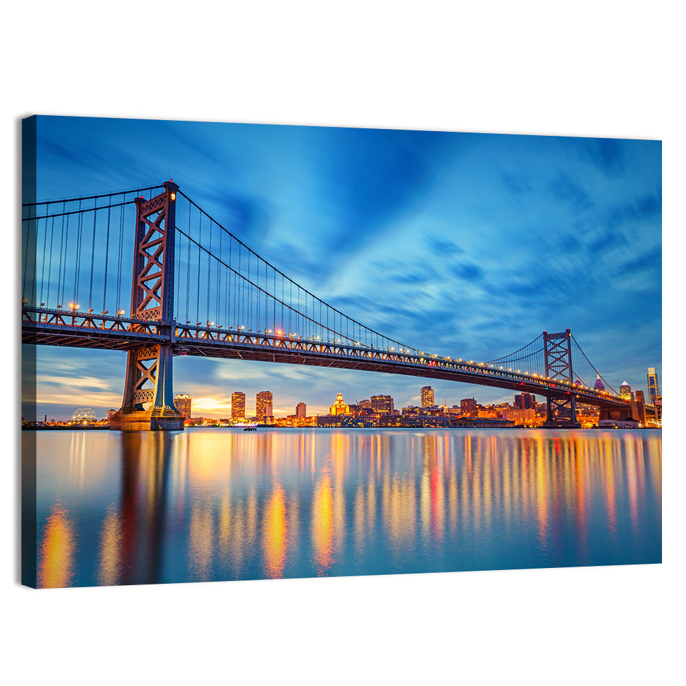 Benjamin Franklin Bridge Twilight Wall Art, canvas print, landscape
