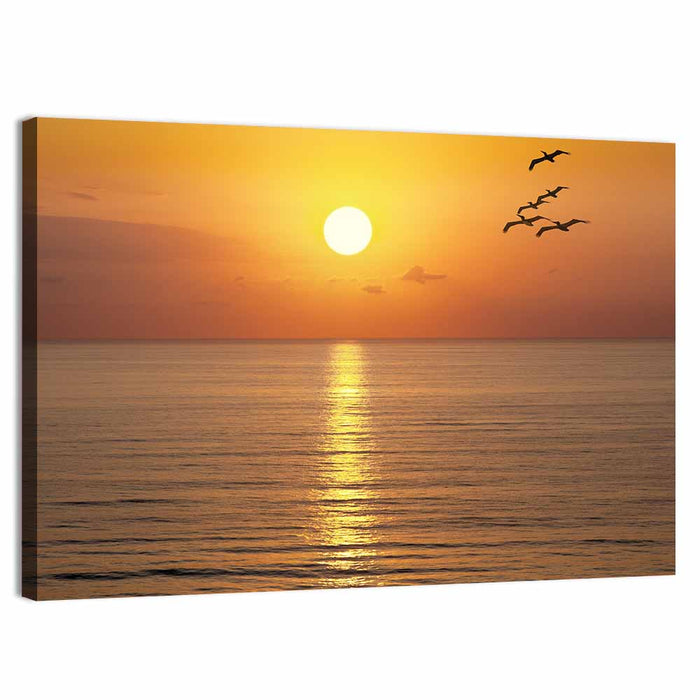Golden Hour Ocean Sunset Wall Art as a canvas print