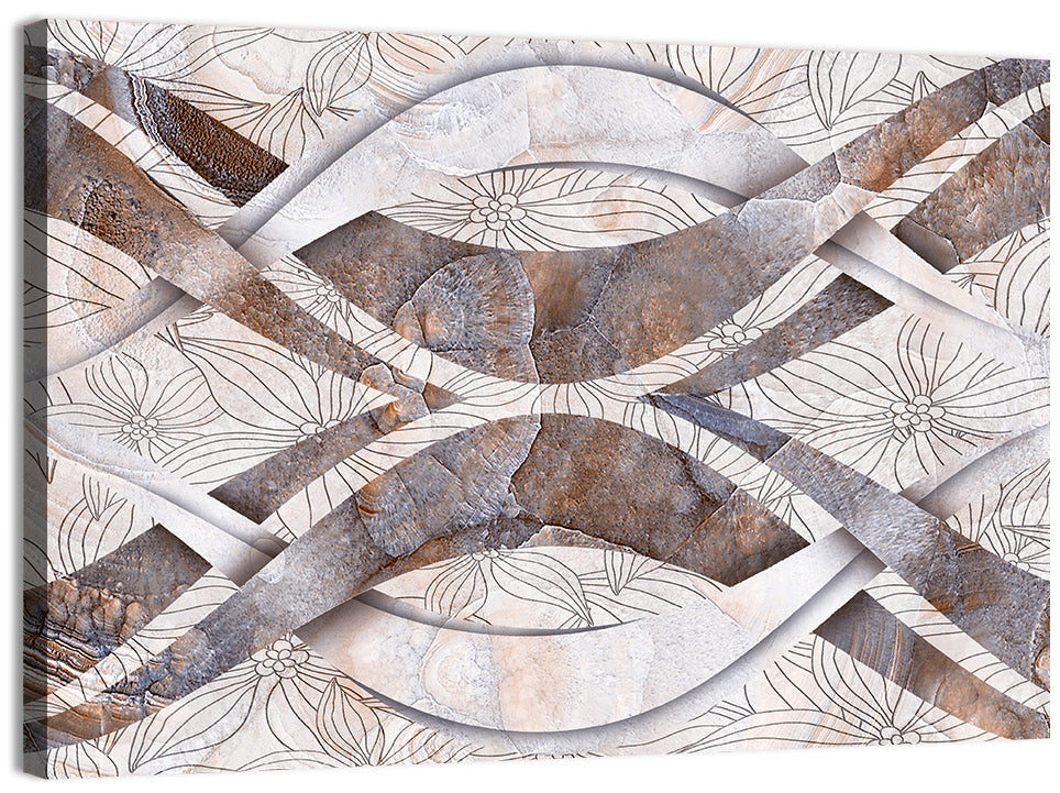 Waving Stone with Line Flowers Wall Art, canvas print, landscape