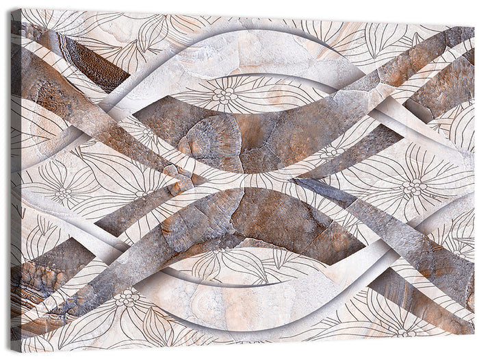Waving Stone with Line Flowers Wall Art as a canvas print