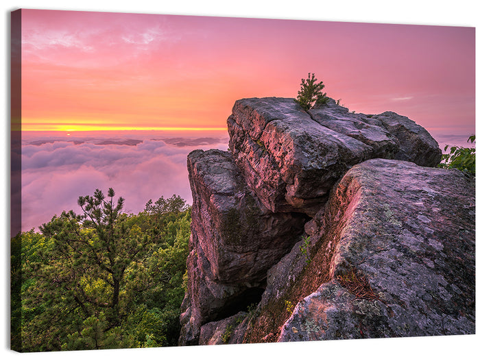 Pine Mountain Trail Sunset Over Cloud Sea Wall Art as a canvas print