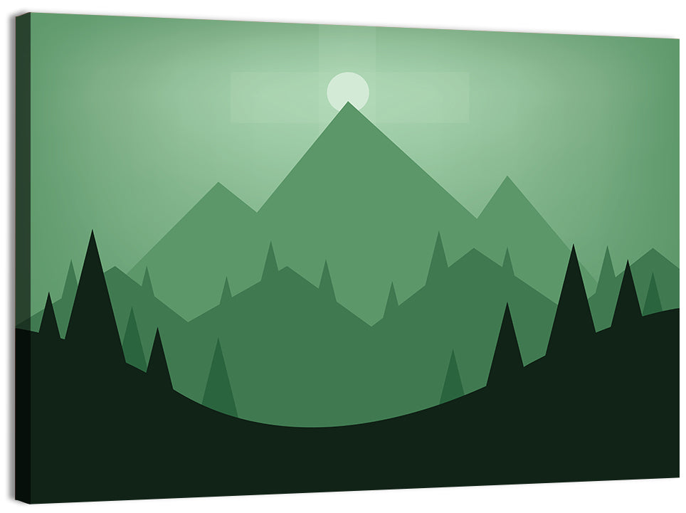 Geometric Mountain Sunset Illustration Wall Art, canvas print, landscape