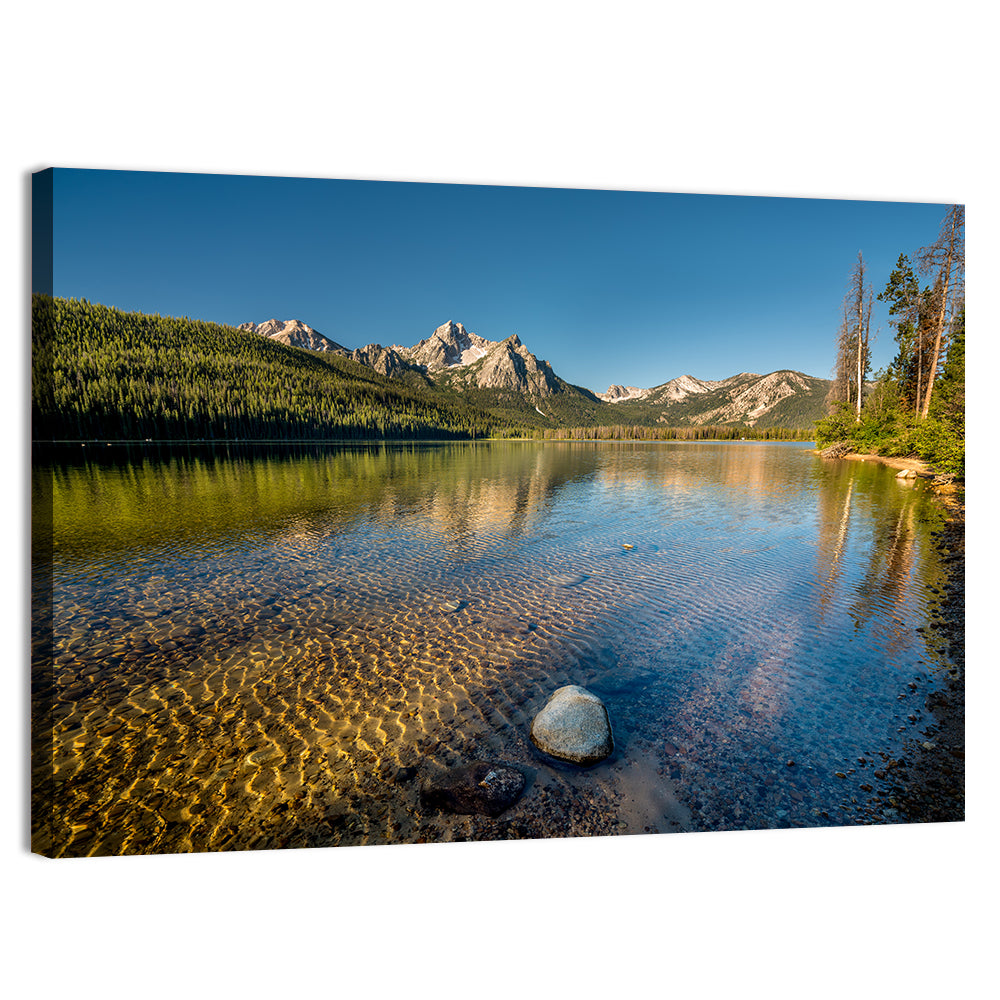 Morning Light at Stanley Lake Wall Art, canvas print, landscape