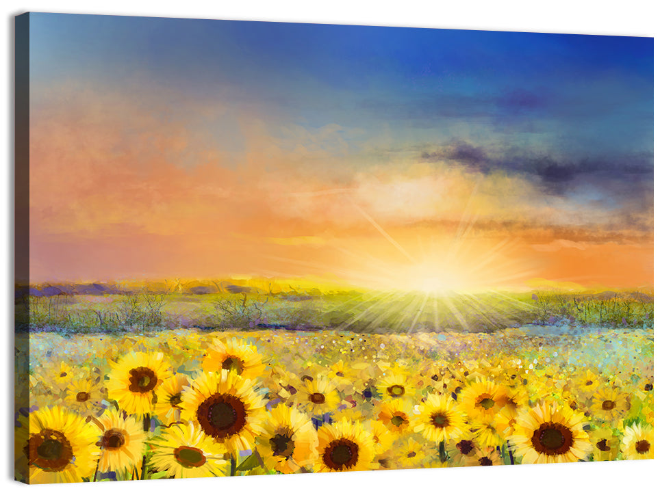 Sunflower Field Sunset Wall Art