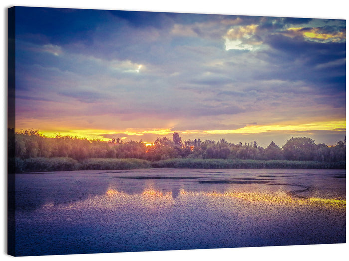 Danube Delta Golden Sunset Wall Art as a canvas print