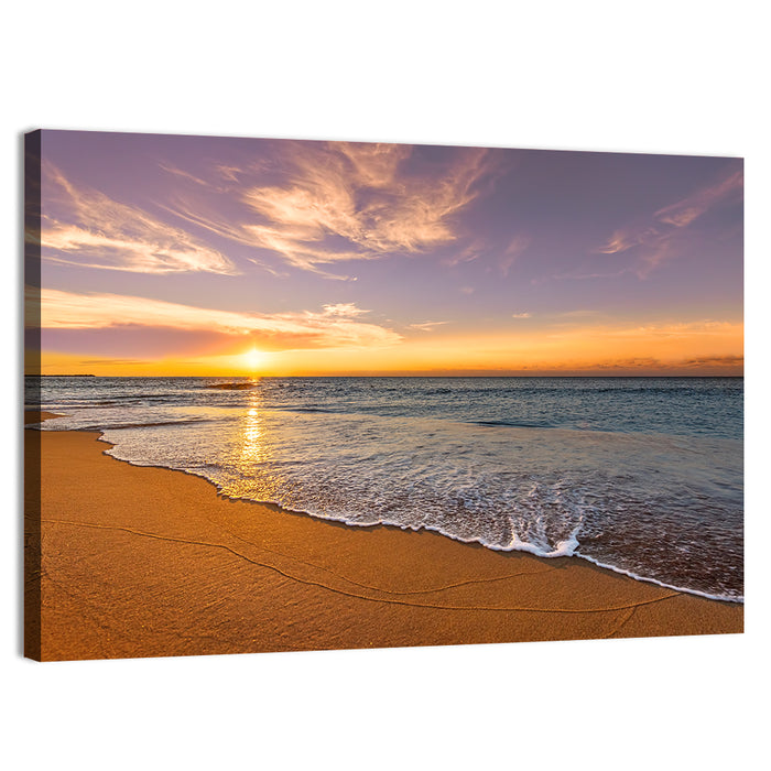 Sunrise Over Ocean Beach Wall Art as a canvas print