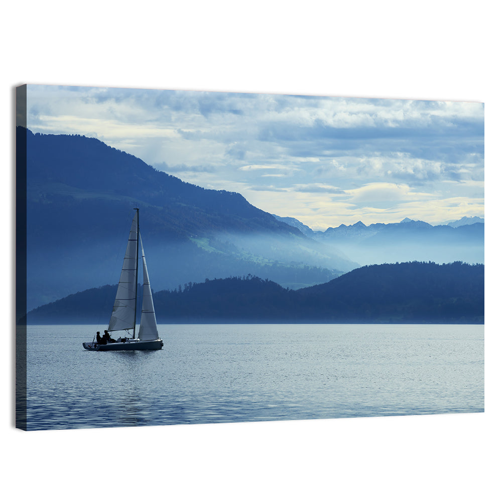 Lake Zug Sailing Wall Art, canvas print, landscape