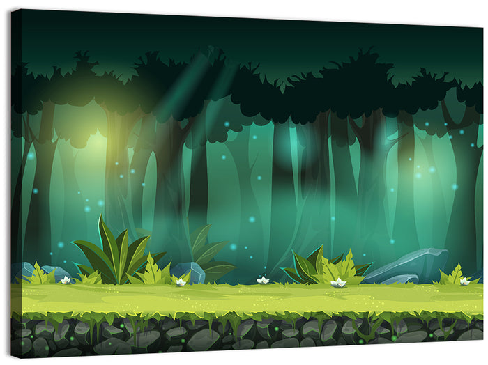 Enchanted Digital Forest Landscape Wall Art as a canvas print