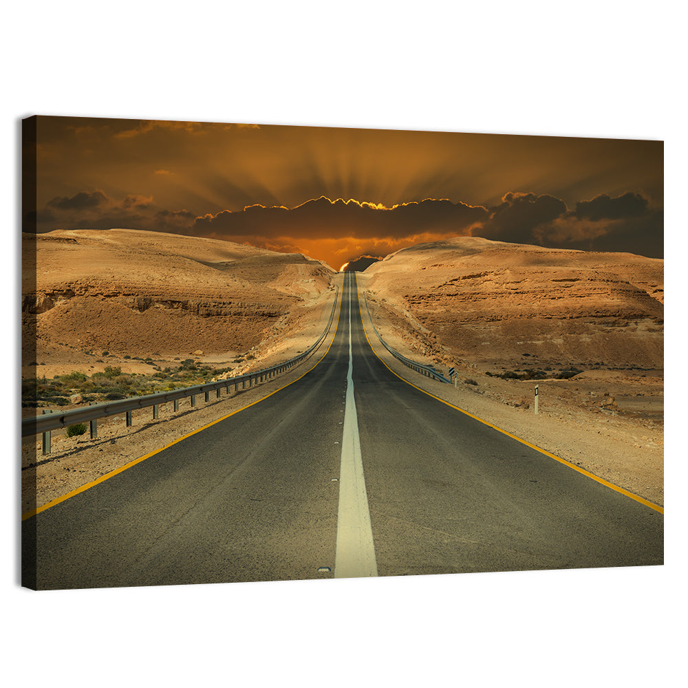 Negev Road at Sunset Wall Art, canvas print, landscape