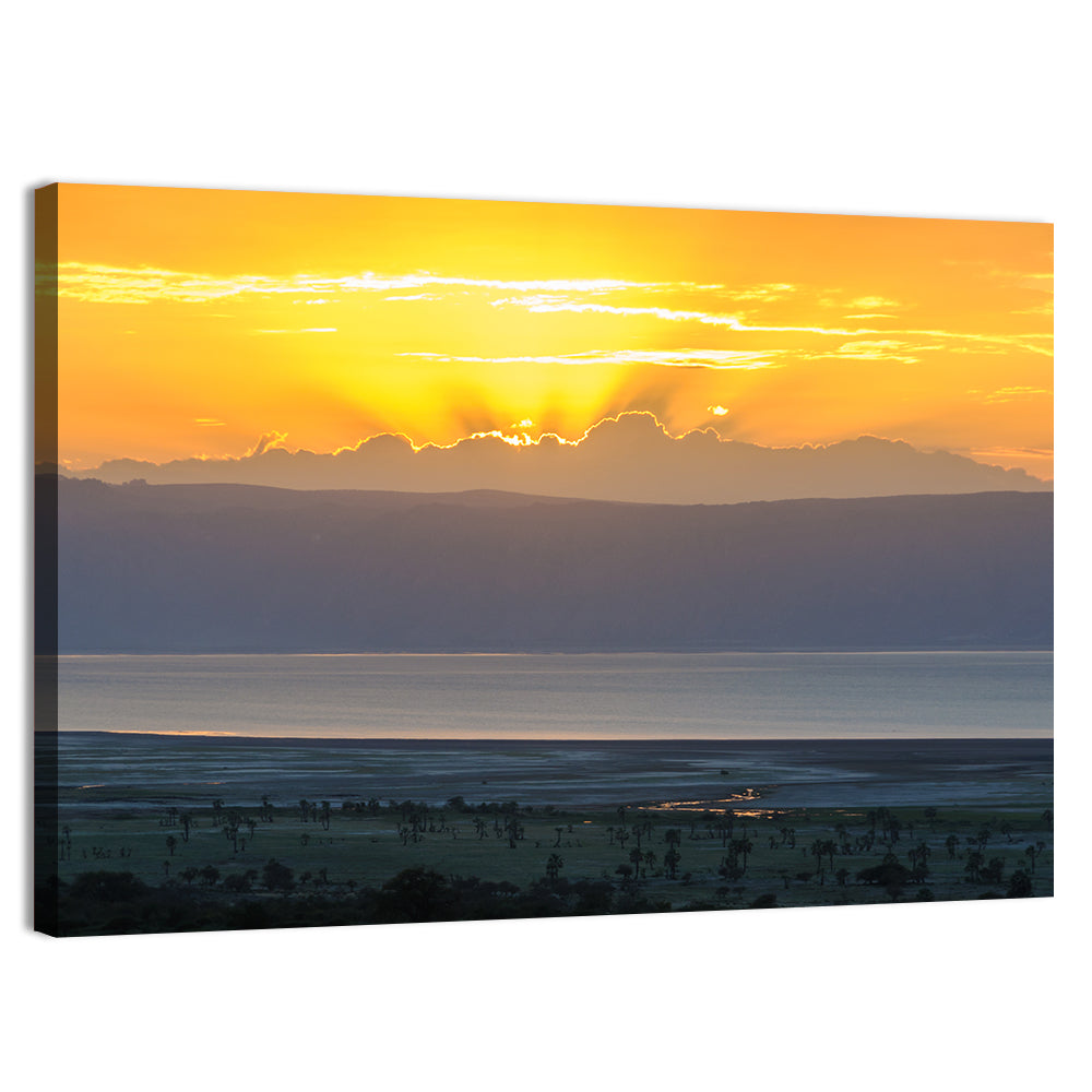 Lake Eyasi Golden Sunset Wall Art, canvas print, landscape