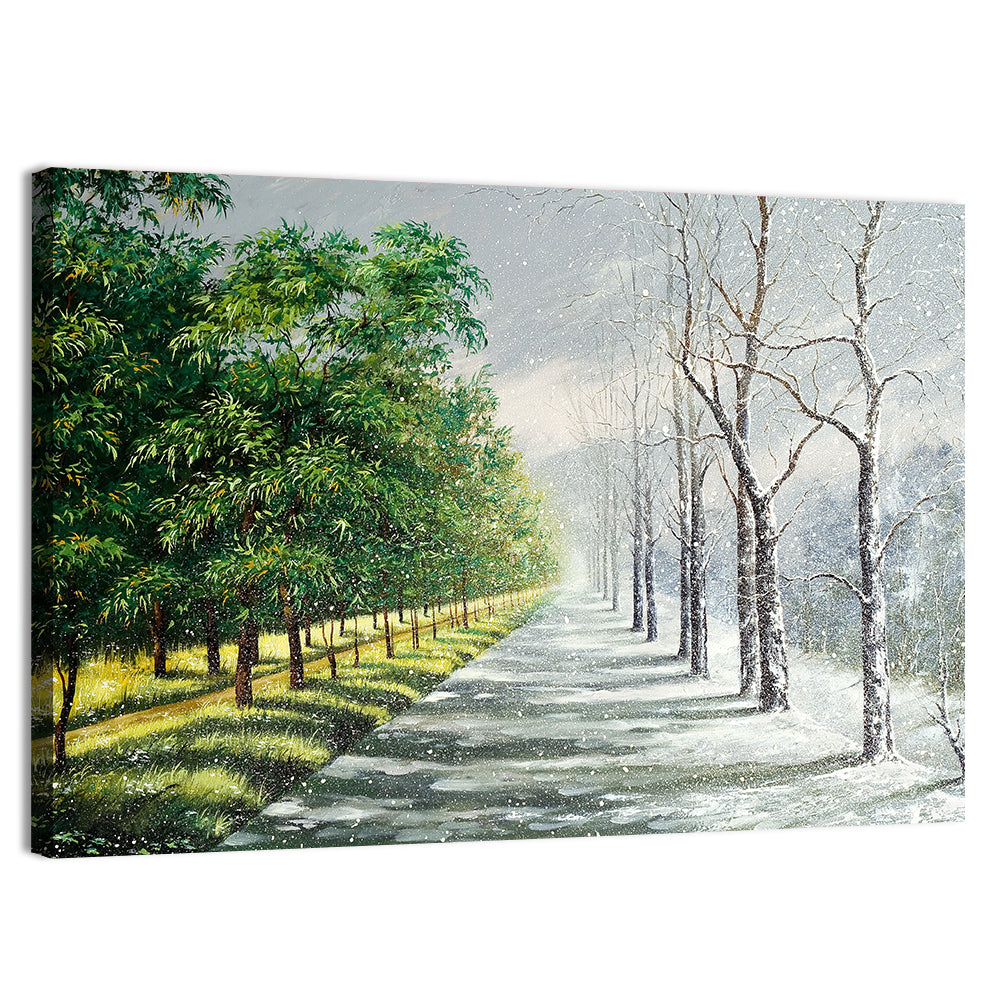 Summer to Winter Forest Path Wall Art, canvas print, landscape