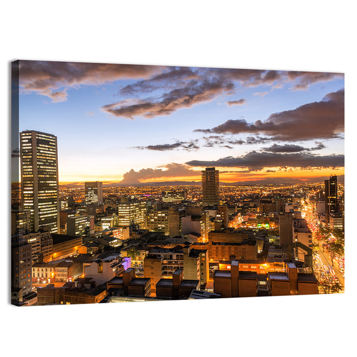 Bogota Twilight Cityscape Wall Art as a canvas print