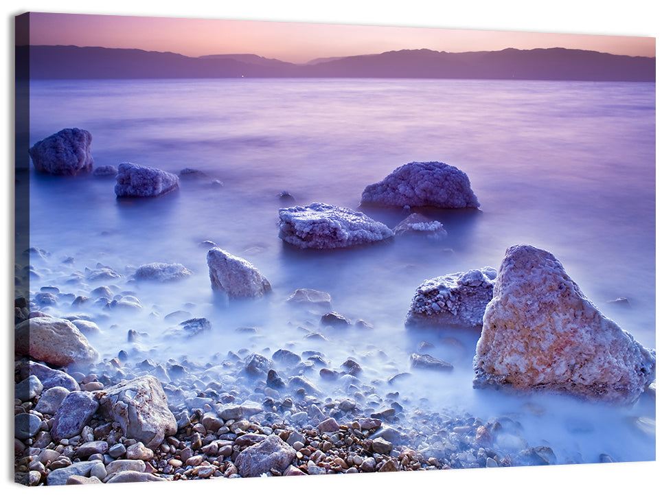 Dead Sea Salt Rocks at Dawn Wall Art, canvas print, landscape