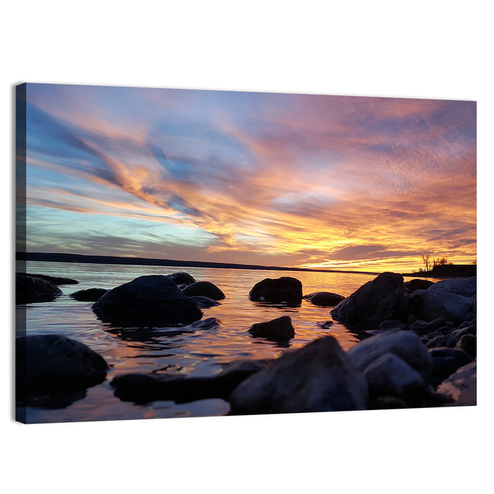 Lake Sakakawea Sunset Wall Art as a canvas print