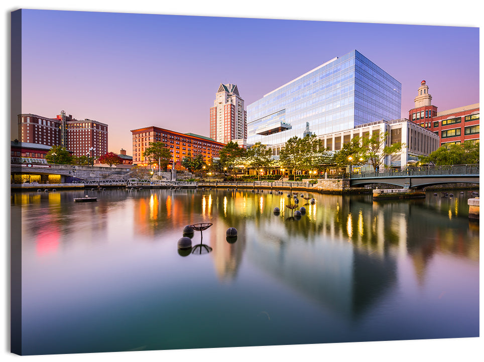 Providence River Skyline at Twilight Wall Art, canvas print, landscape