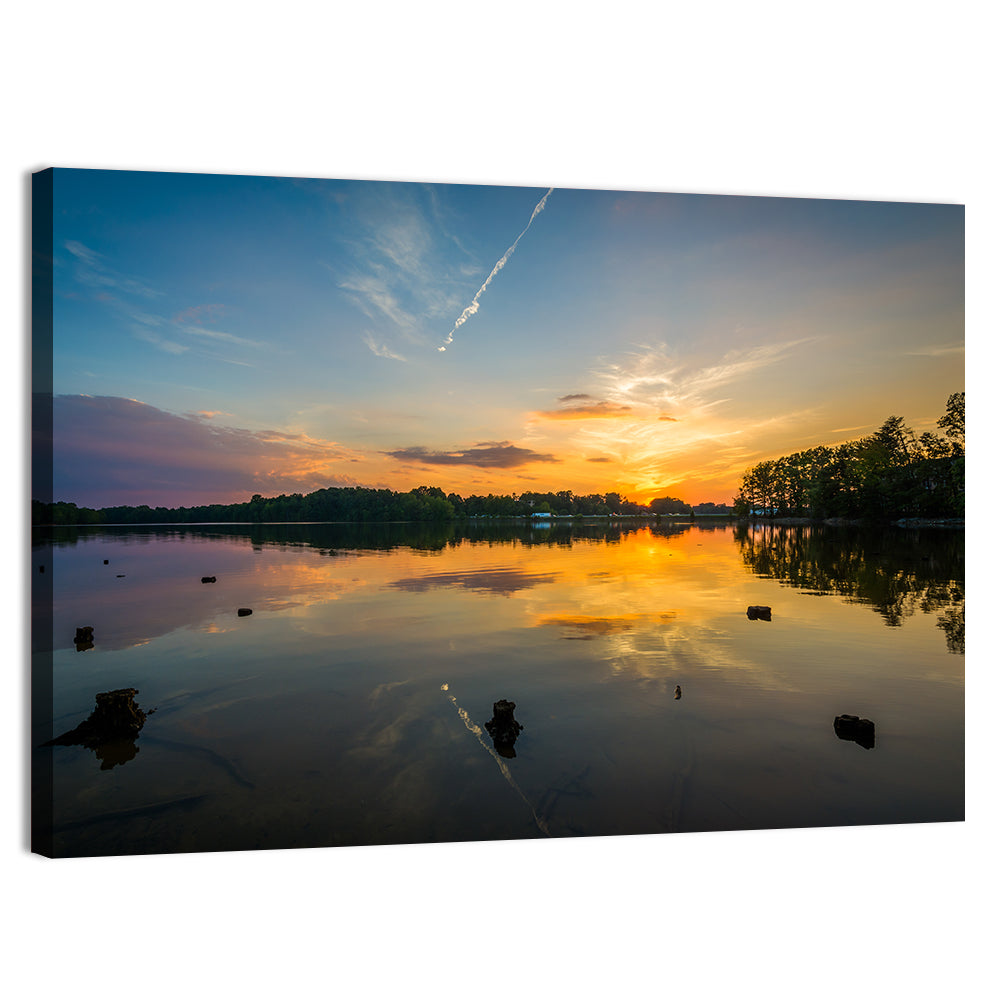 Lake Norman Sunset Reflection Wall Art, canvas print, landscape