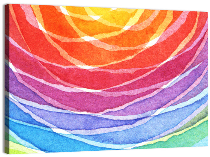 Radiant Rainbow Watercolor Arcs Wall Art as a canvas print