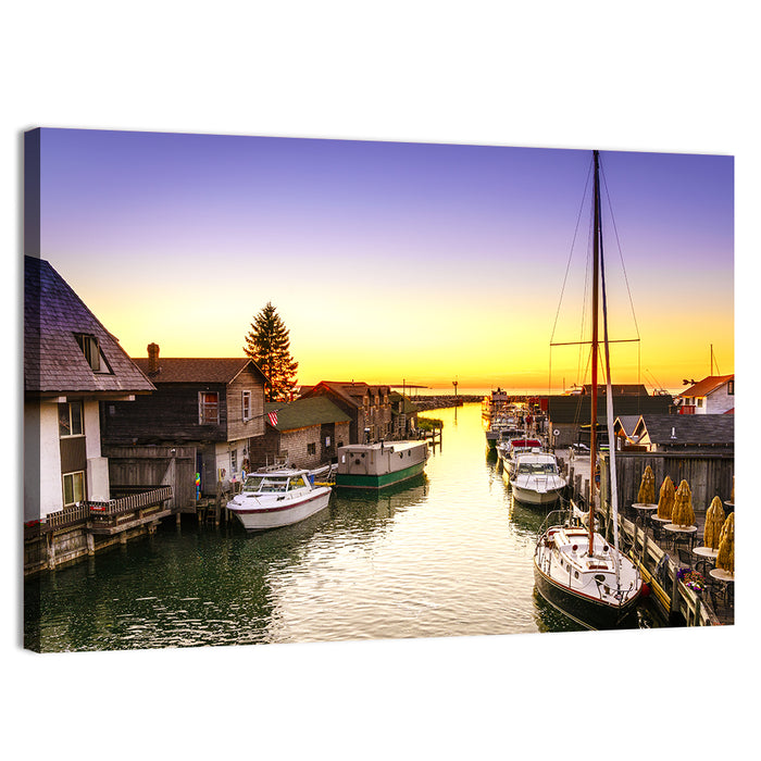 Leland Fishtown Sunset Wall Art as a canvas print