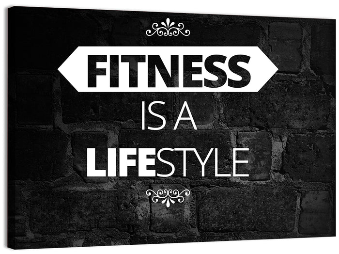 Fitness Is a Lifestyle Brick Quote Wall Art as a canvas print