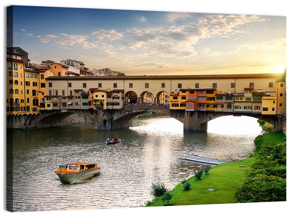 Ponte Vecchio at Golden Hour Wall Art, canvas print, landscape
