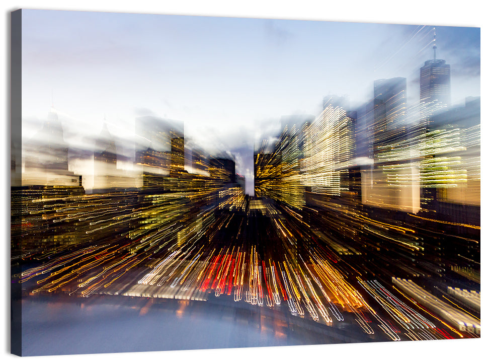 Zoom Burst Skyline Abstract Wall Art, canvas print, landscape