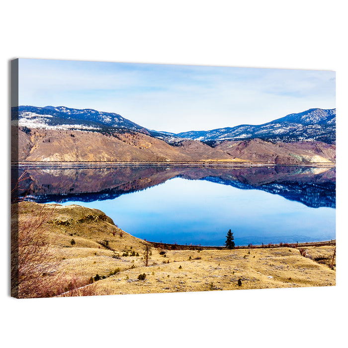 Kamloops Lake Sunset with Snow Capped Peaks Wall Art as a canvas print