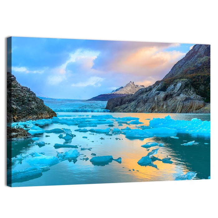 Grey Glacier at Sunset Wall Art as a canvas print