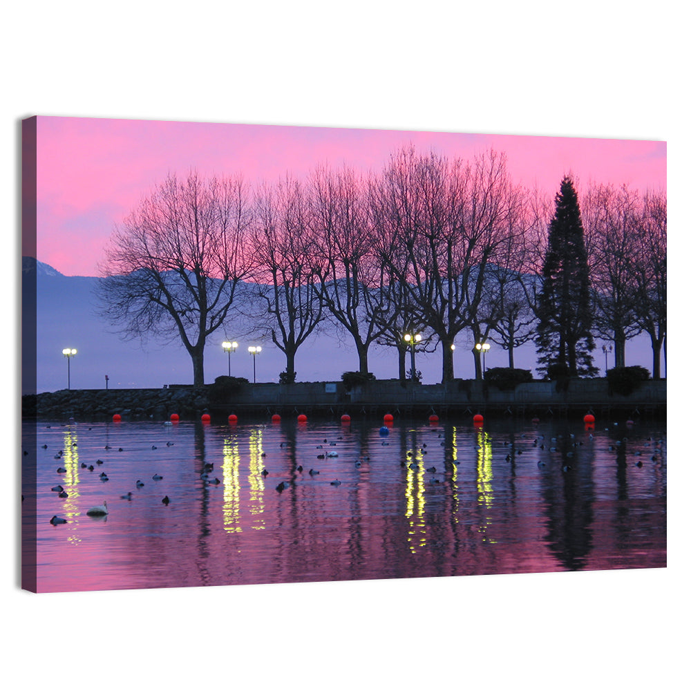 Lake Geneva Twilight Wall Art, canvas print, landscape