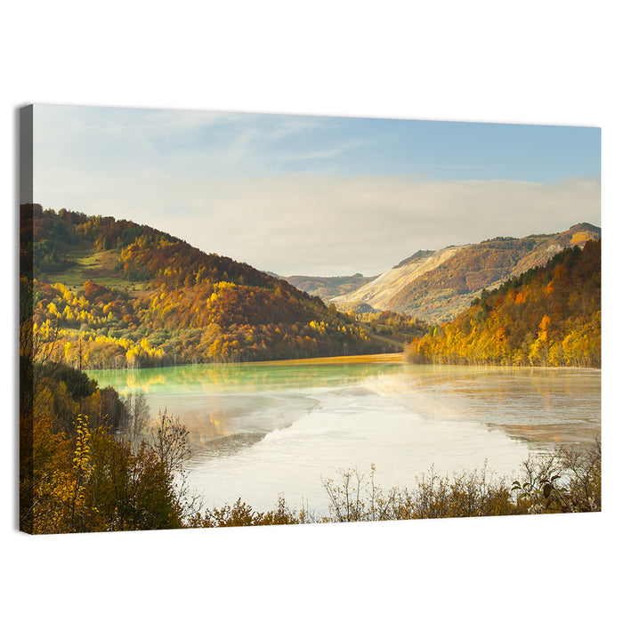 Bright Green Tailings Lake Wall Art as a canvas print