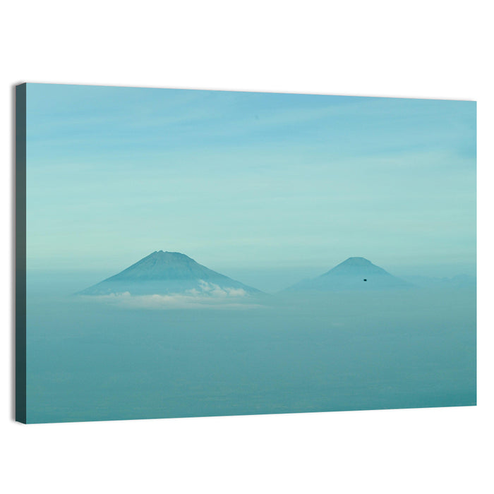 Sumbing and Sindoro Volcanoes Wall Art as a canvas print