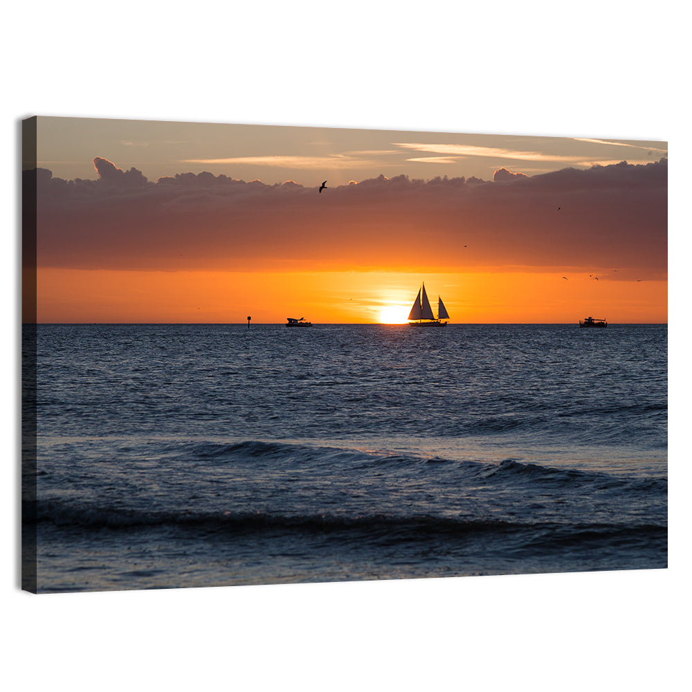 Florida Sailboat Sunset Wall Art, canvas print, landscape