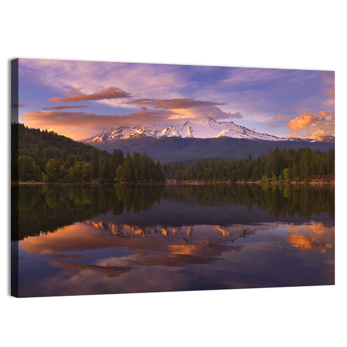 Mt Shasta Over Lake Siskiyou Wall Art as a canvas print