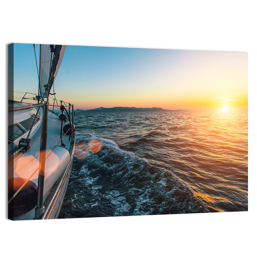 Sunset Sail from Deck Wall Art, canvas print, landscape