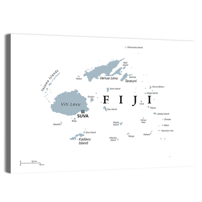 Fiji Islands Political Map Wall Art as a canvas print