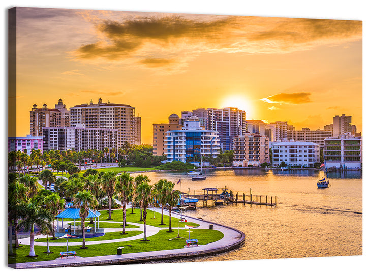 Sarasota Bayfront Sunset Skyline Wall Art