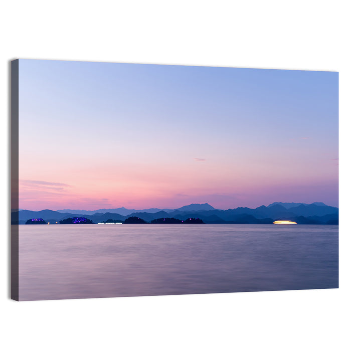 Hangzhou Thousand Island Lake at Dusk Wall Art as a canvas print