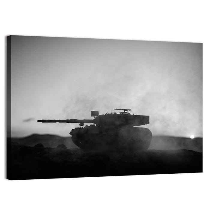 German Tank Desert Silhouette Wall Art as a canvas print