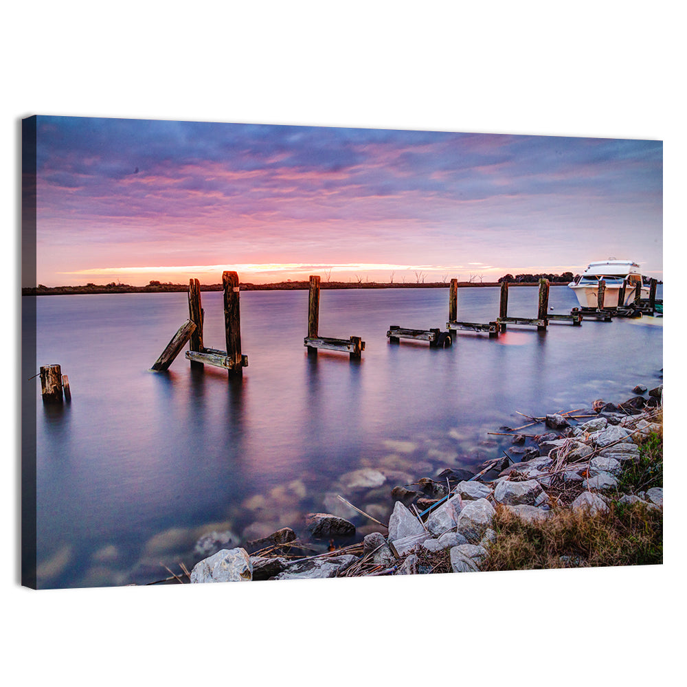 Bayou Lafourche Dock Sunrise Wall Art, canvas print, landscape