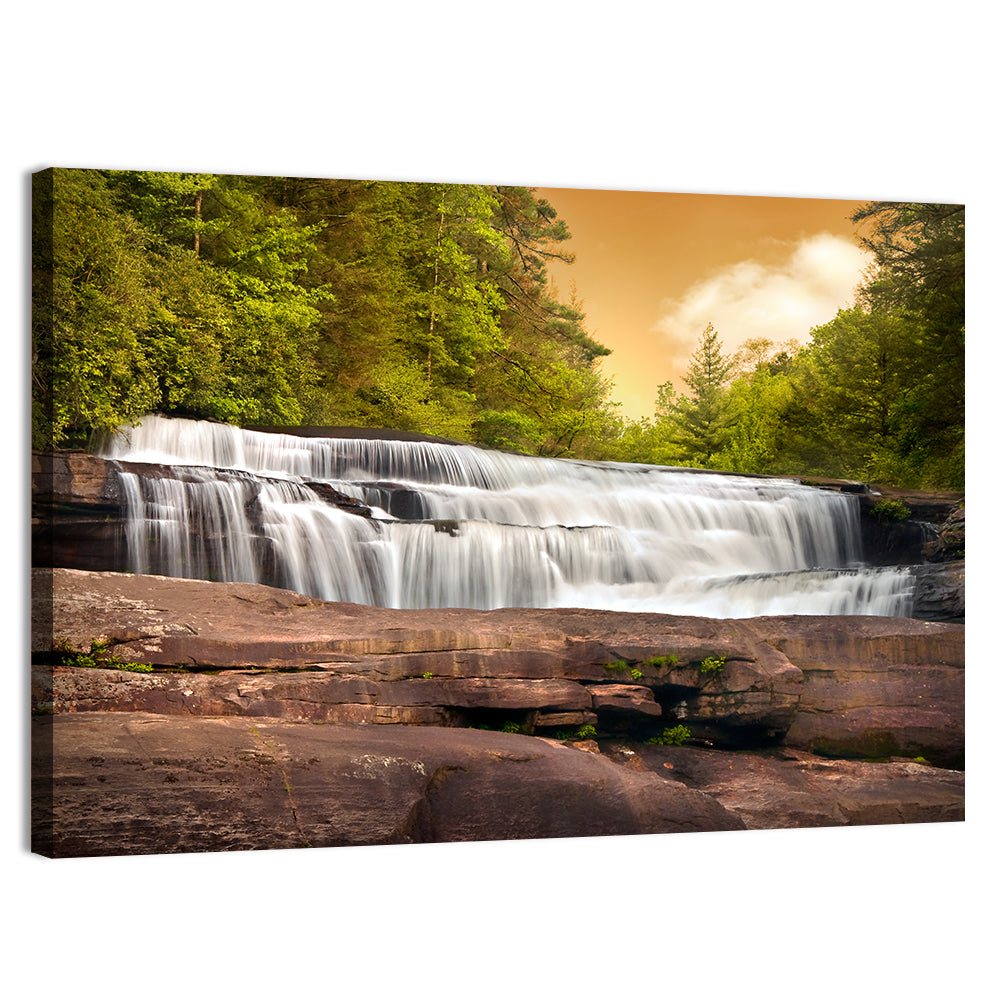 Blue Ridge Waterfall at Golden Hour Wall Art, canvas print, landscape