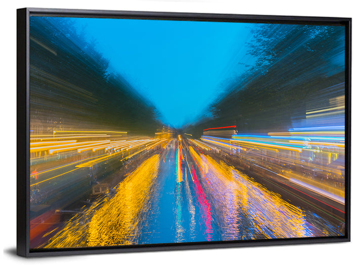 Canal Reflections at Night Wall Art as a framed canvas