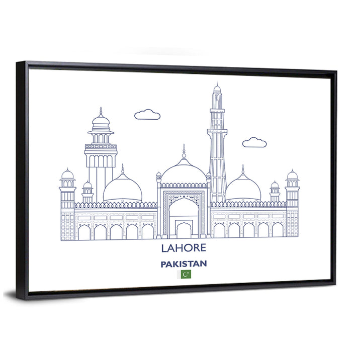 Lahore Skyline with Badshahi Mosque Wall Art as a framed canvas