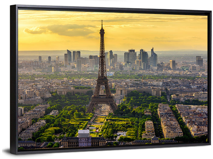 Eiffel Tower at Golden Hour Wall Art as a framed canvas