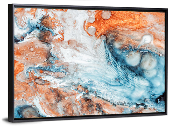 Copper Marble Fluid Abstract Wall Art as a framed canvas